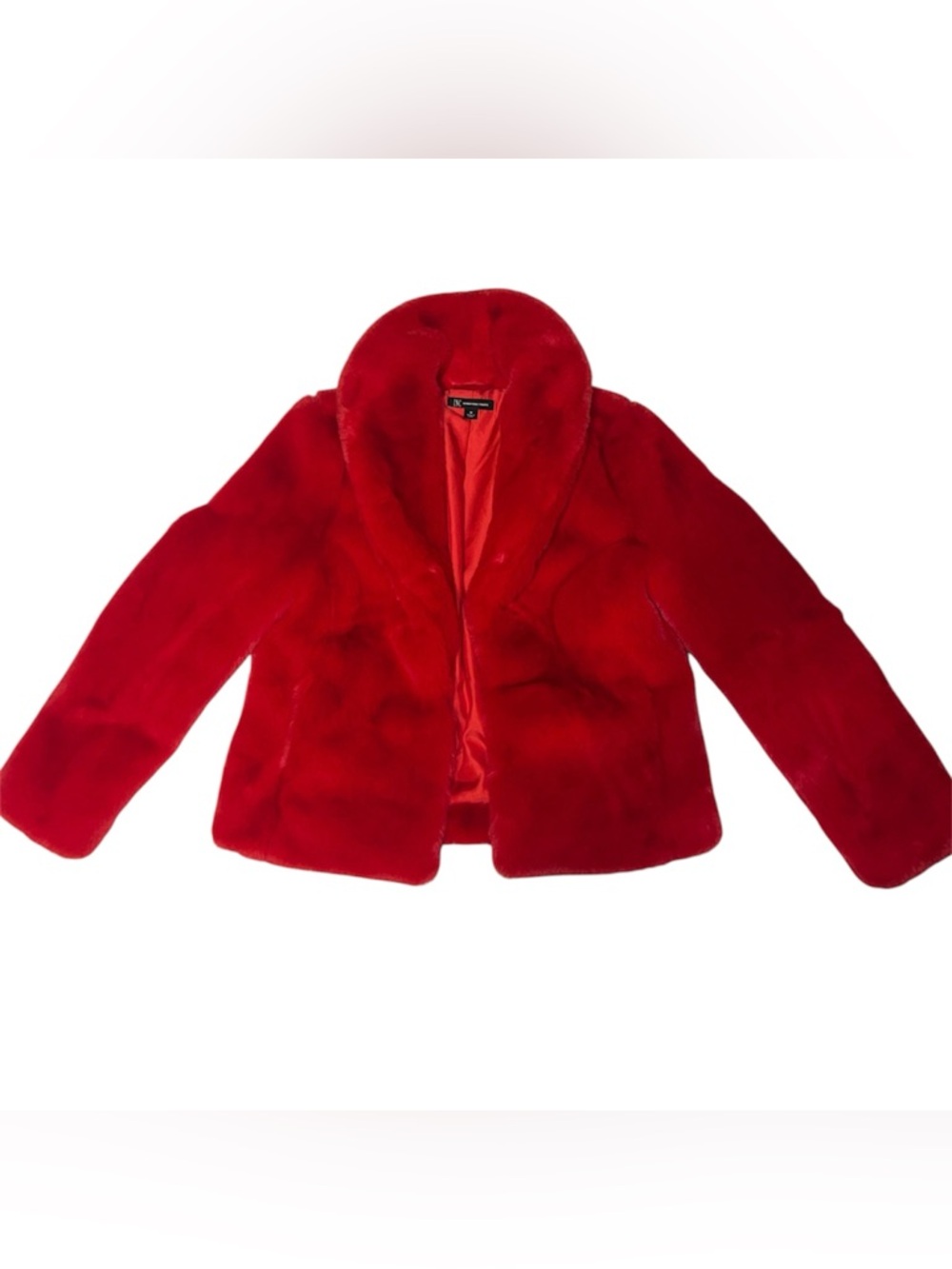 INC International Concepts Red Faux Fur Jacket